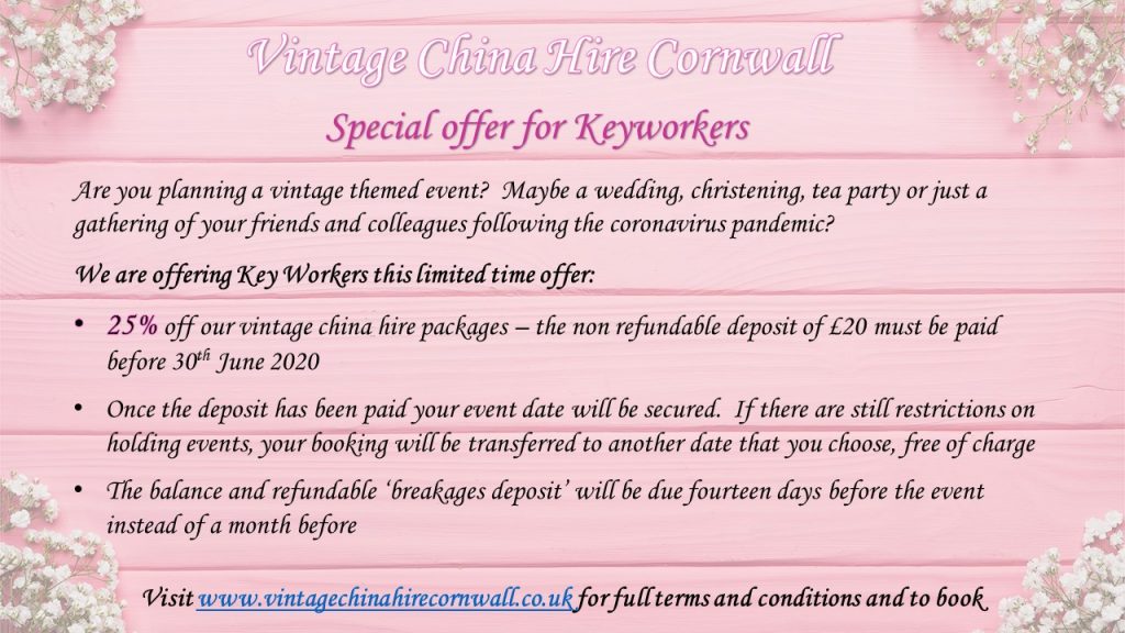 Vintage China Hire Cornwall